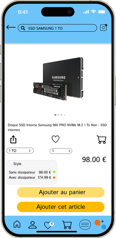 Écran de confirmation de choix Amazon redesign